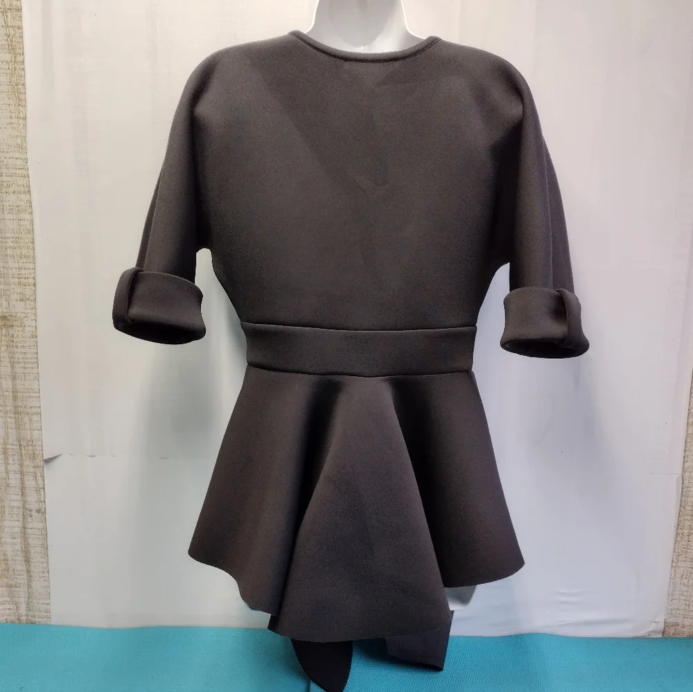 Forever 21 Womens Peplum Stretchy Tie Jacket Blouse Size S